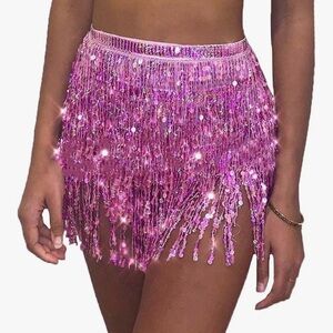 Women Belly Dance Skirt Sequin Wrap Skirts Sparkly Skirt Party Rave Costume